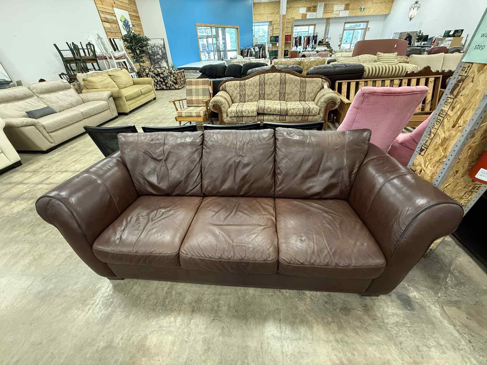 Brown Three Seater Sofa - Image 3