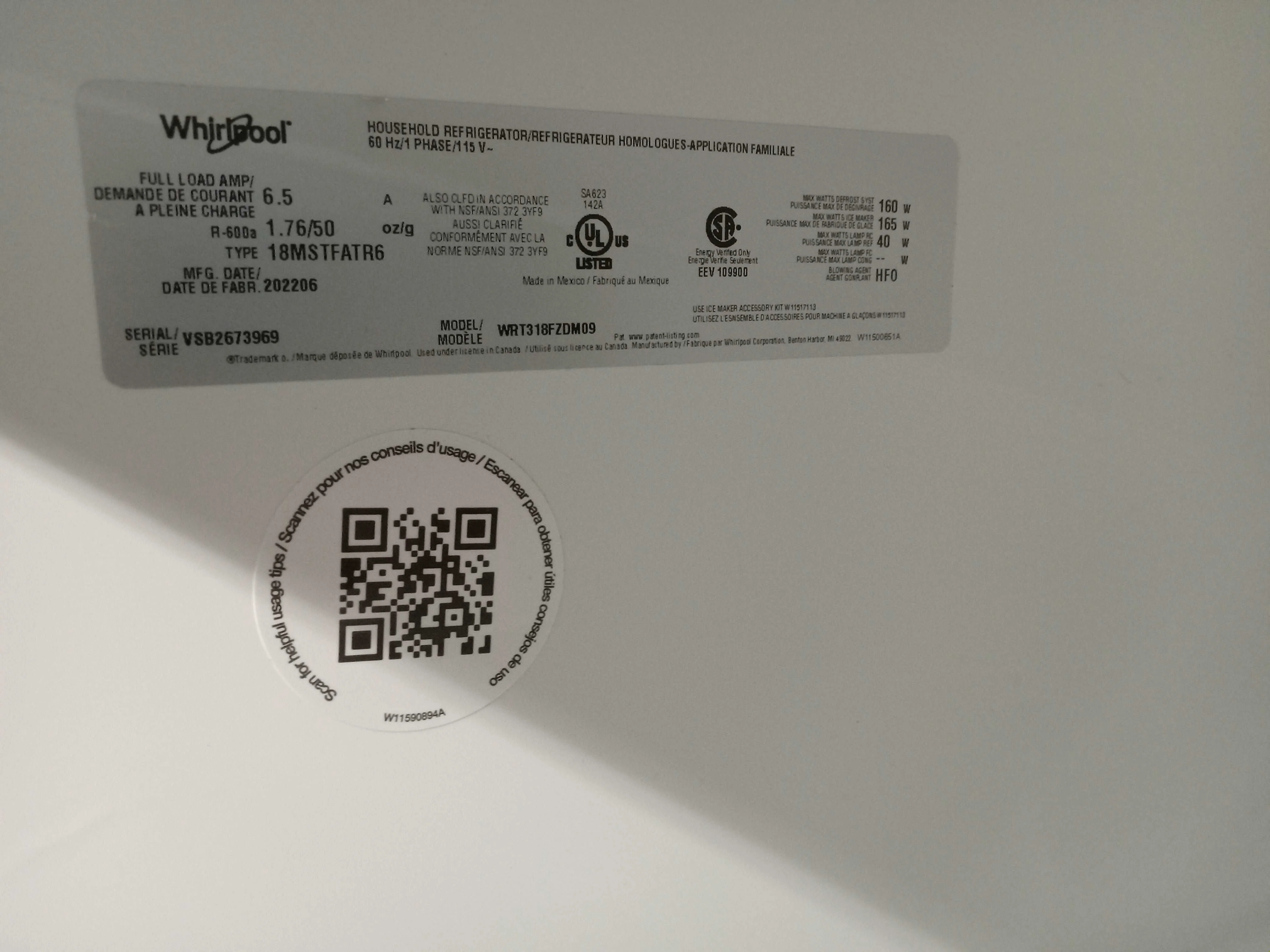 29.75"W Stainless Steel Whirlpool Top Mount Refrigerator - Image 7