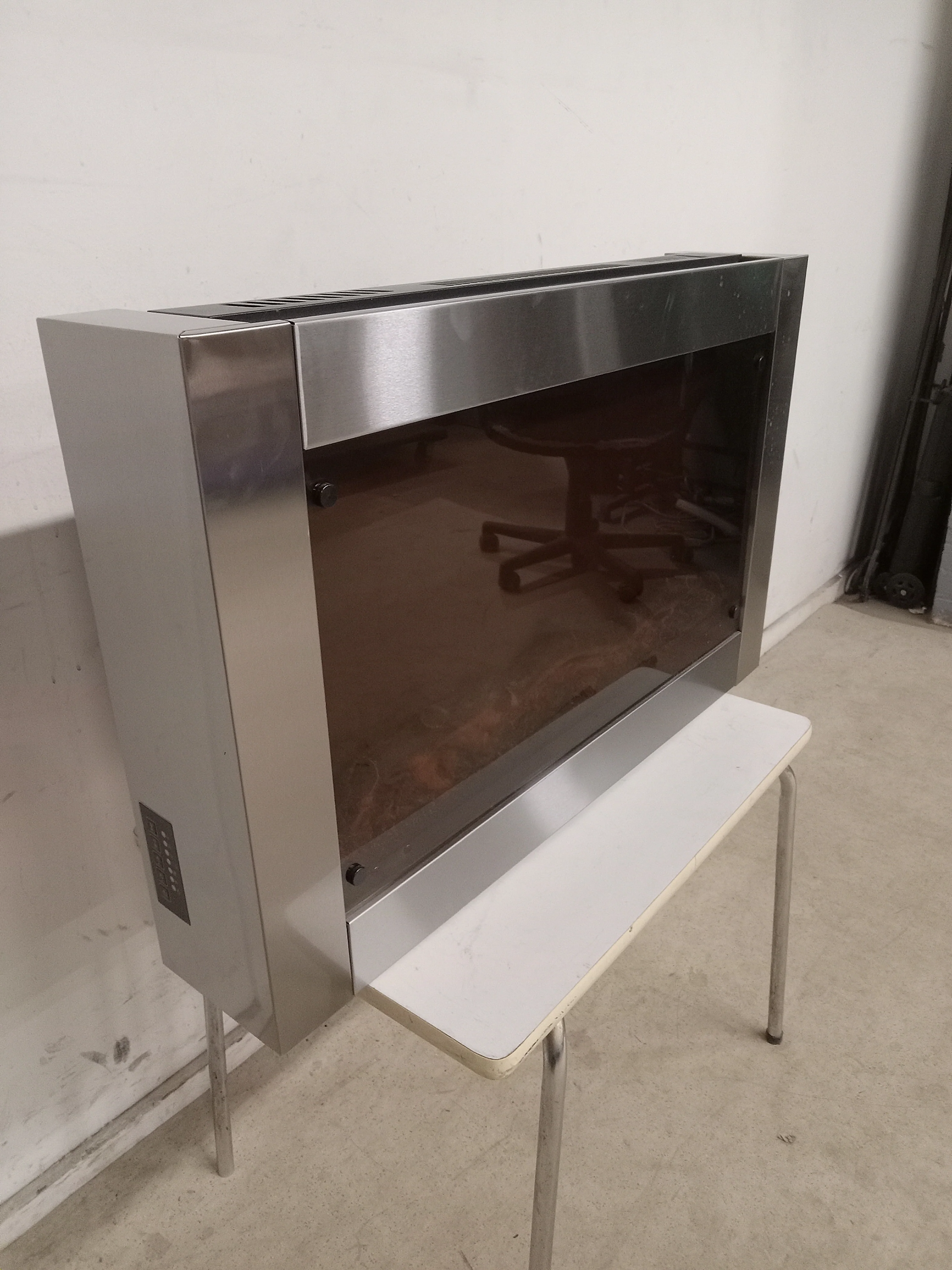 31"W Stainless Steel Electric Fireplace - Image 2