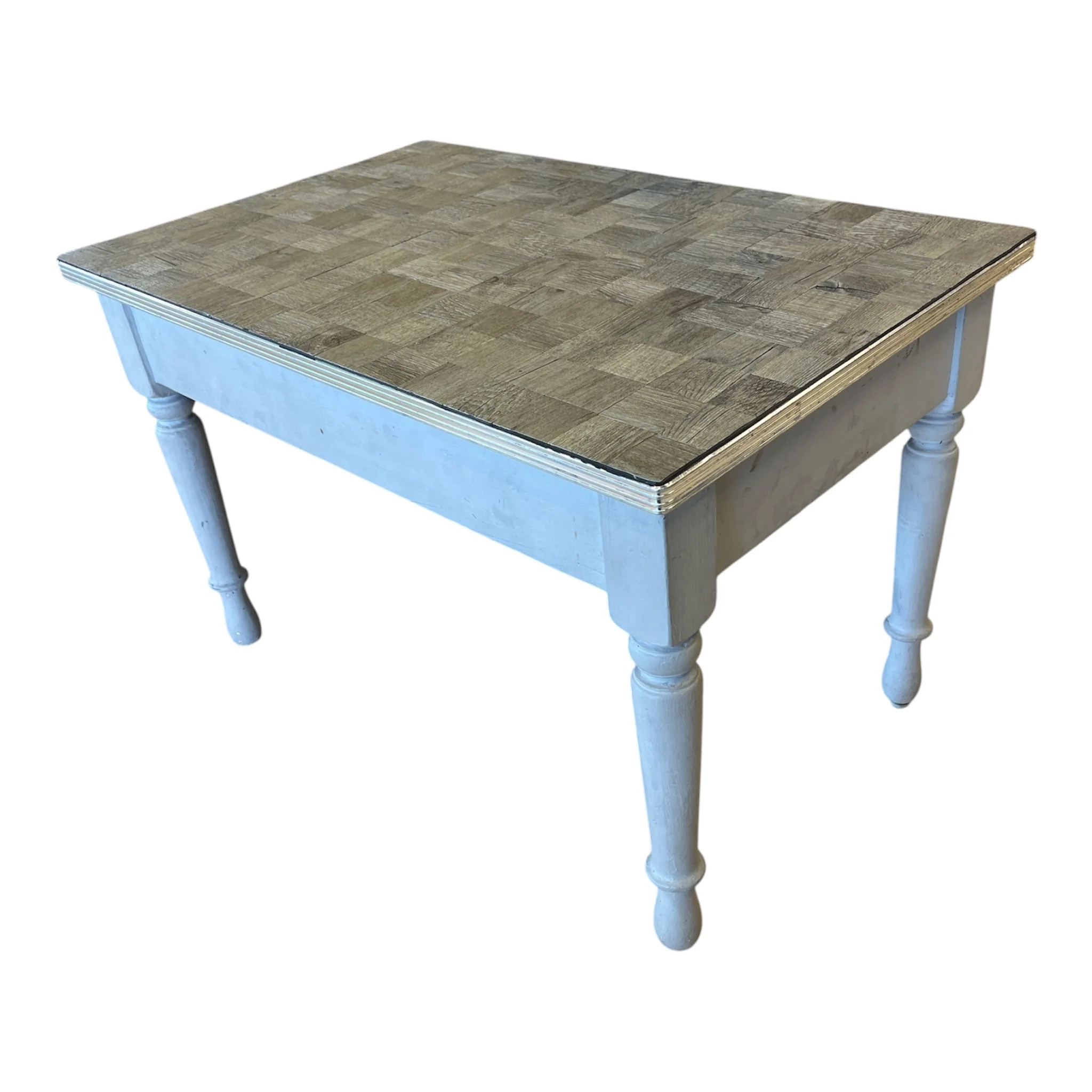 Parquet-Style Grey Rectangular Accent Table - Image 2