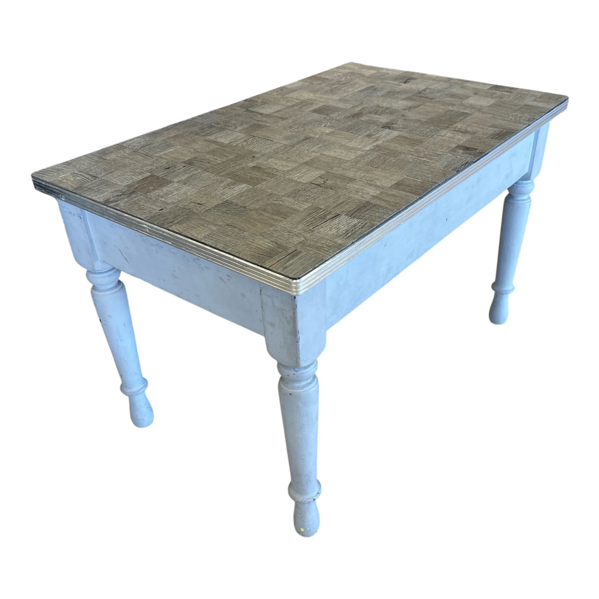 Parquet-Style Grey Rectangular Accent Table - Image 3