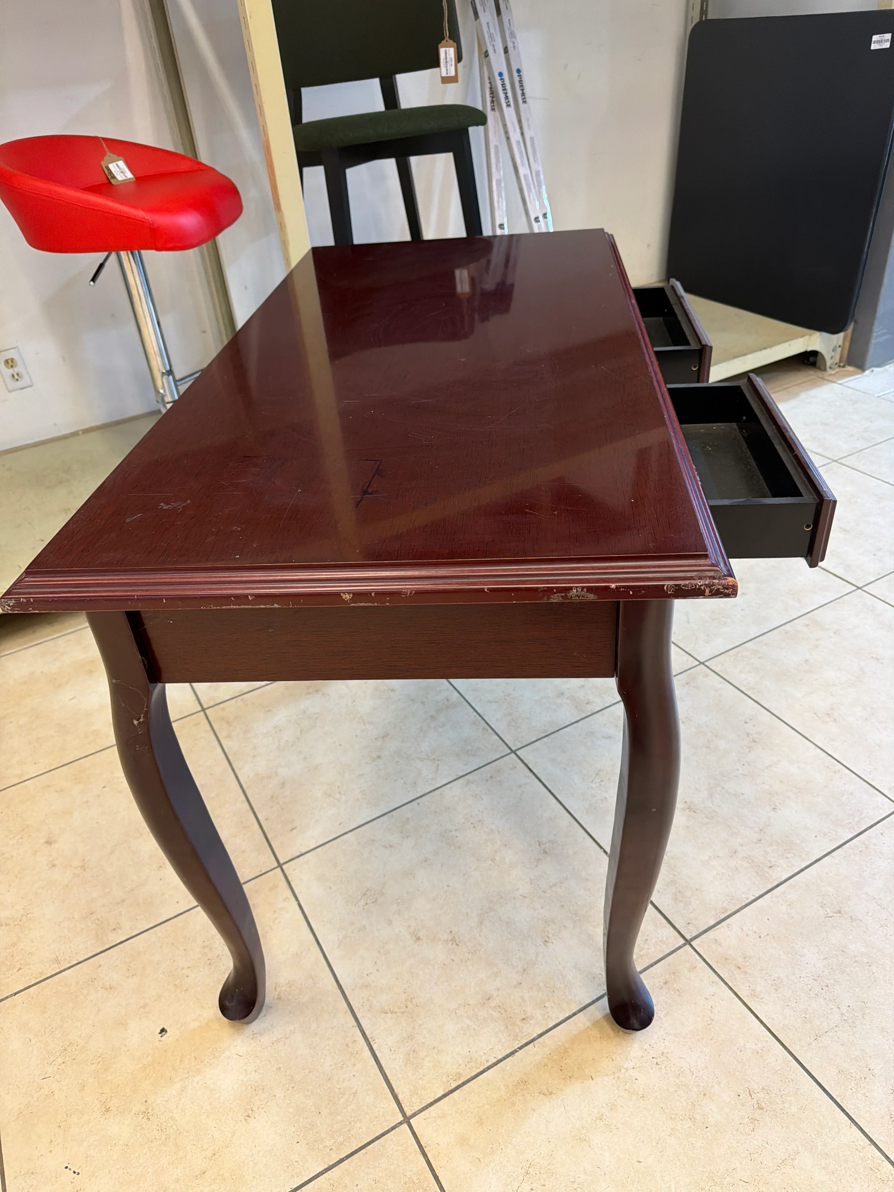 Polished Mahogany Desk / Console Table - Image 2