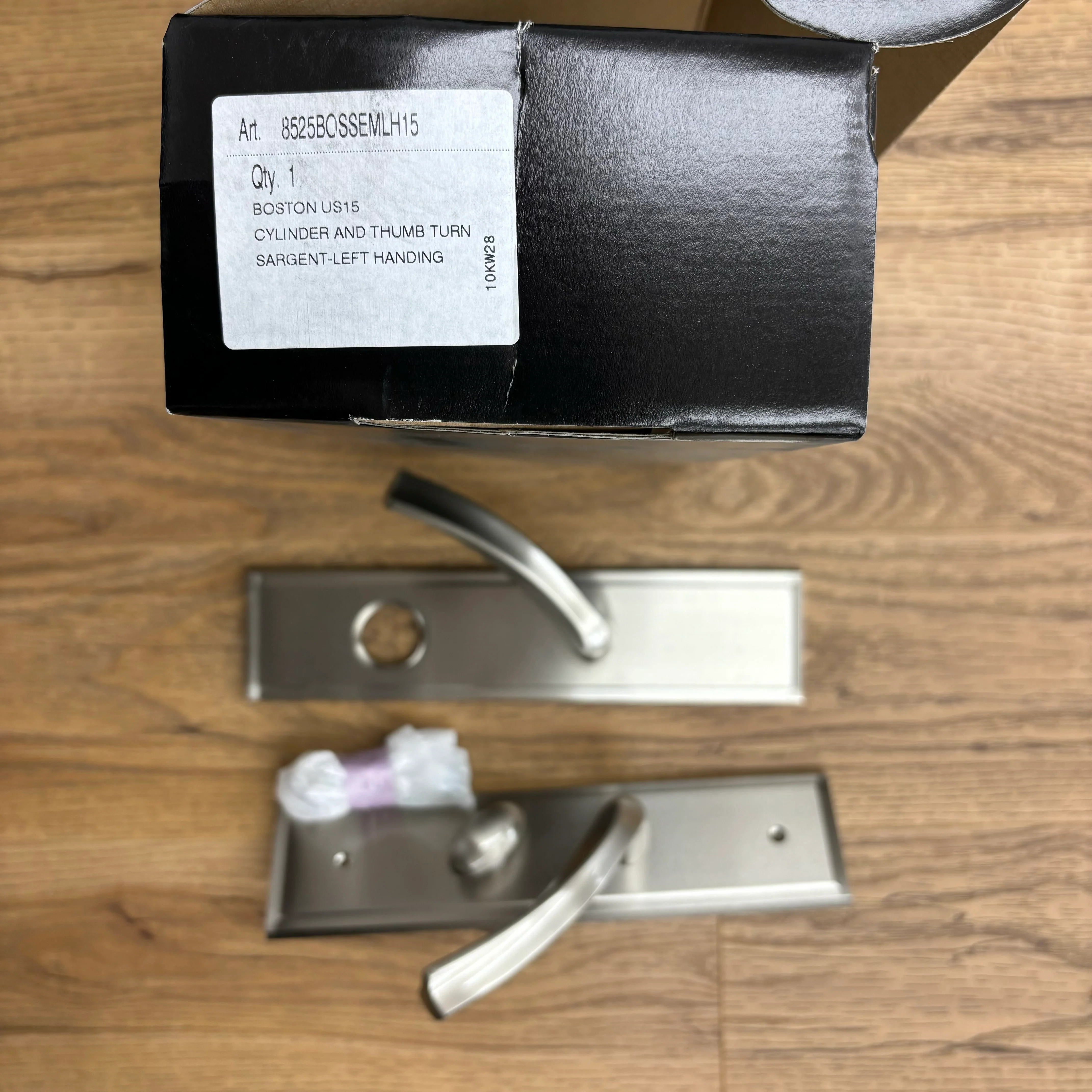 Left-Handed Door Lever with Thumb Turn in Brushed Nickel, 8525BOSSEMLH15 - Image 7