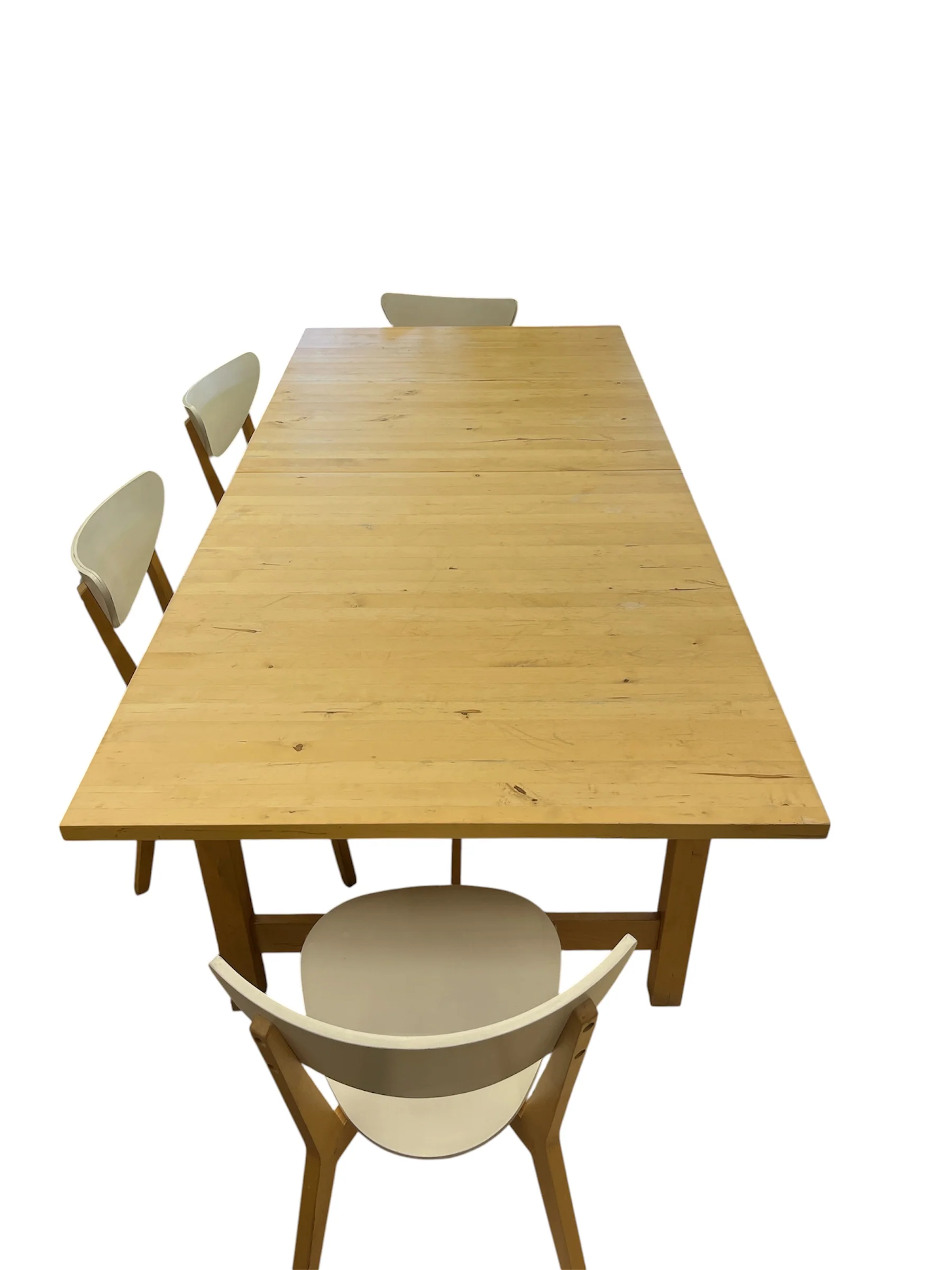 Light Tone Wood Dining Set with 4 Chairs & Bench - Image 5