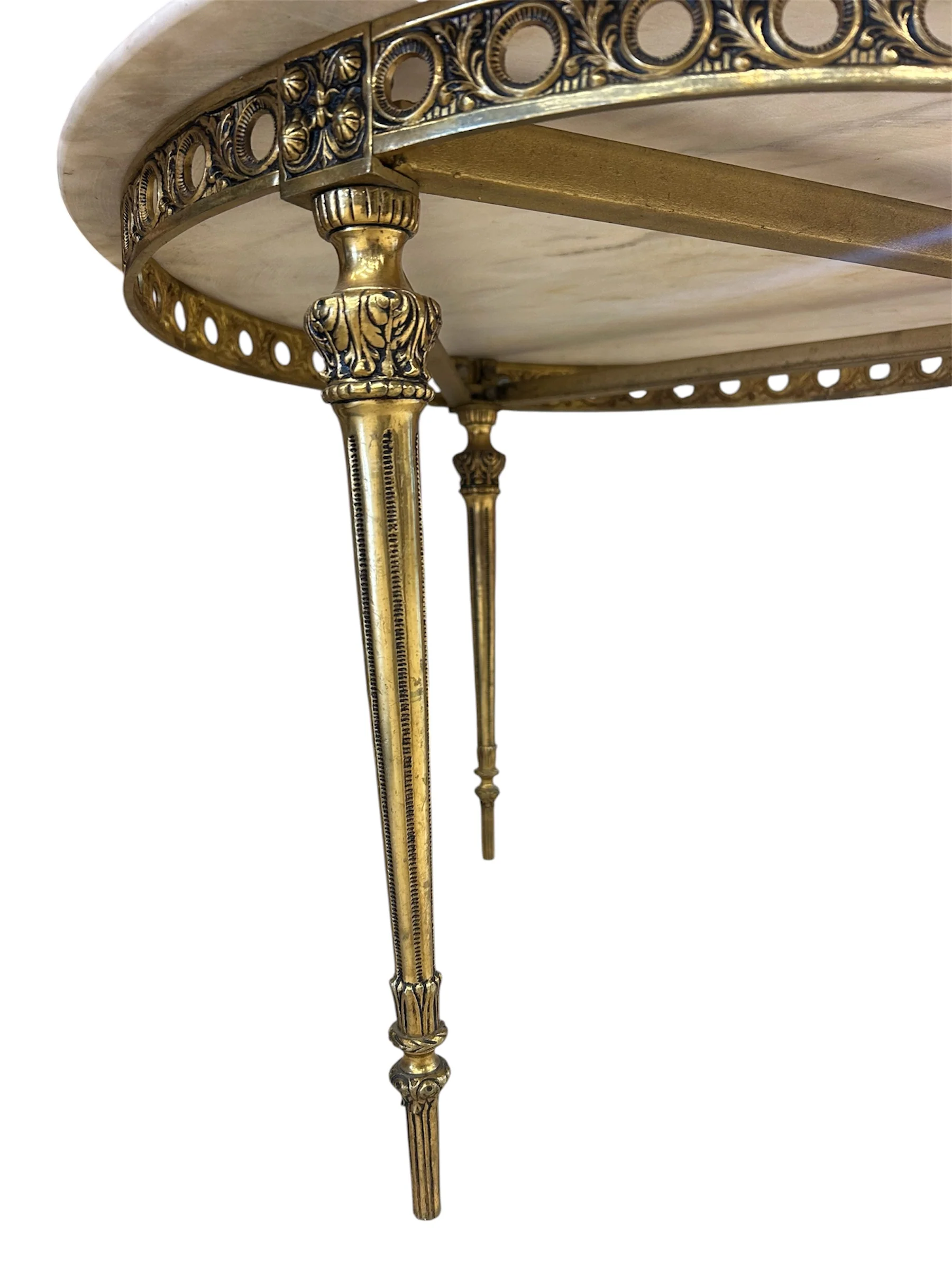 Louis XVI Style Marble Top and Brass Cocktail Table - Image 3