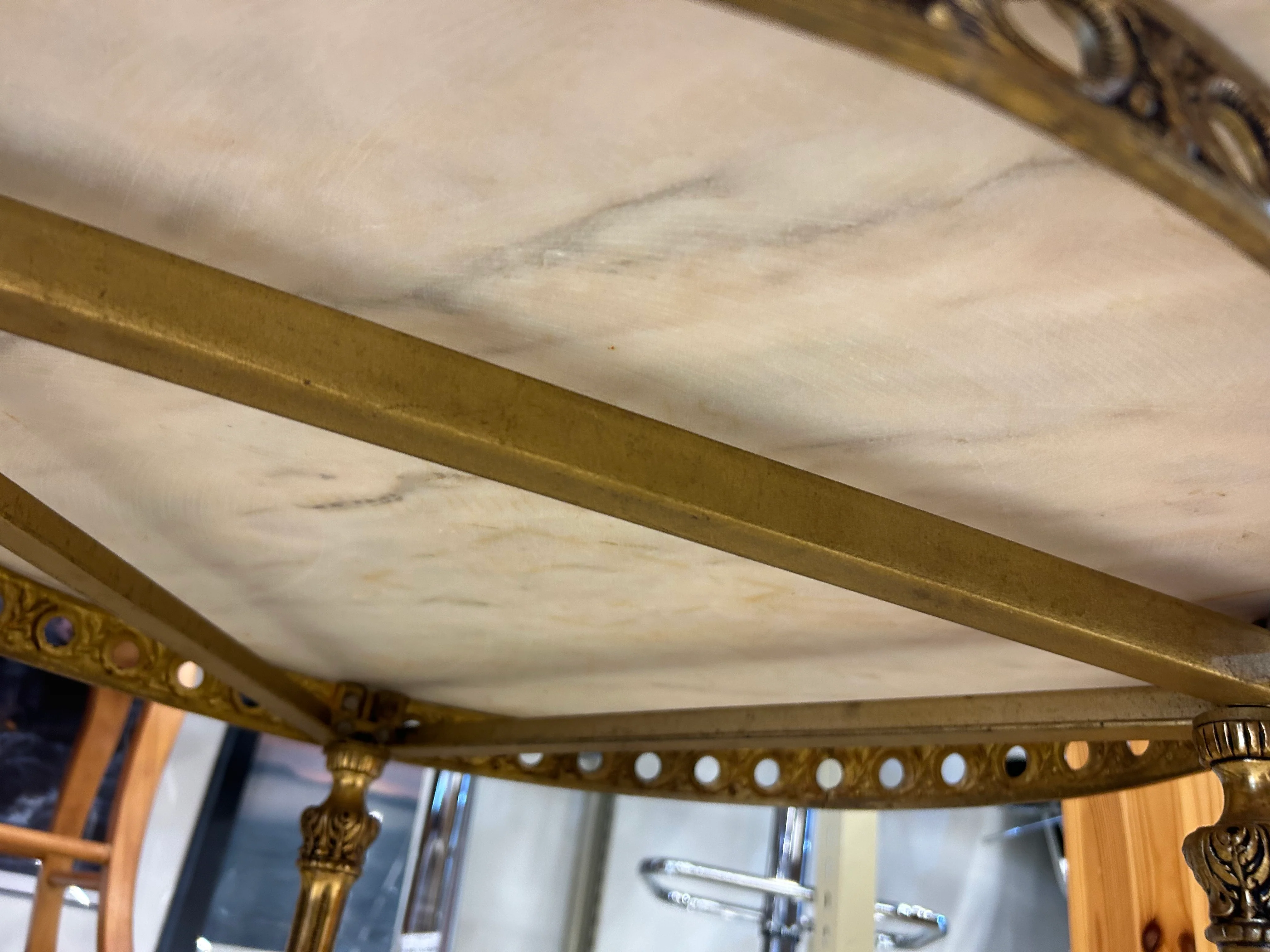 Louis XVI Style Marble Top and Brass Cocktail Table - Image 6