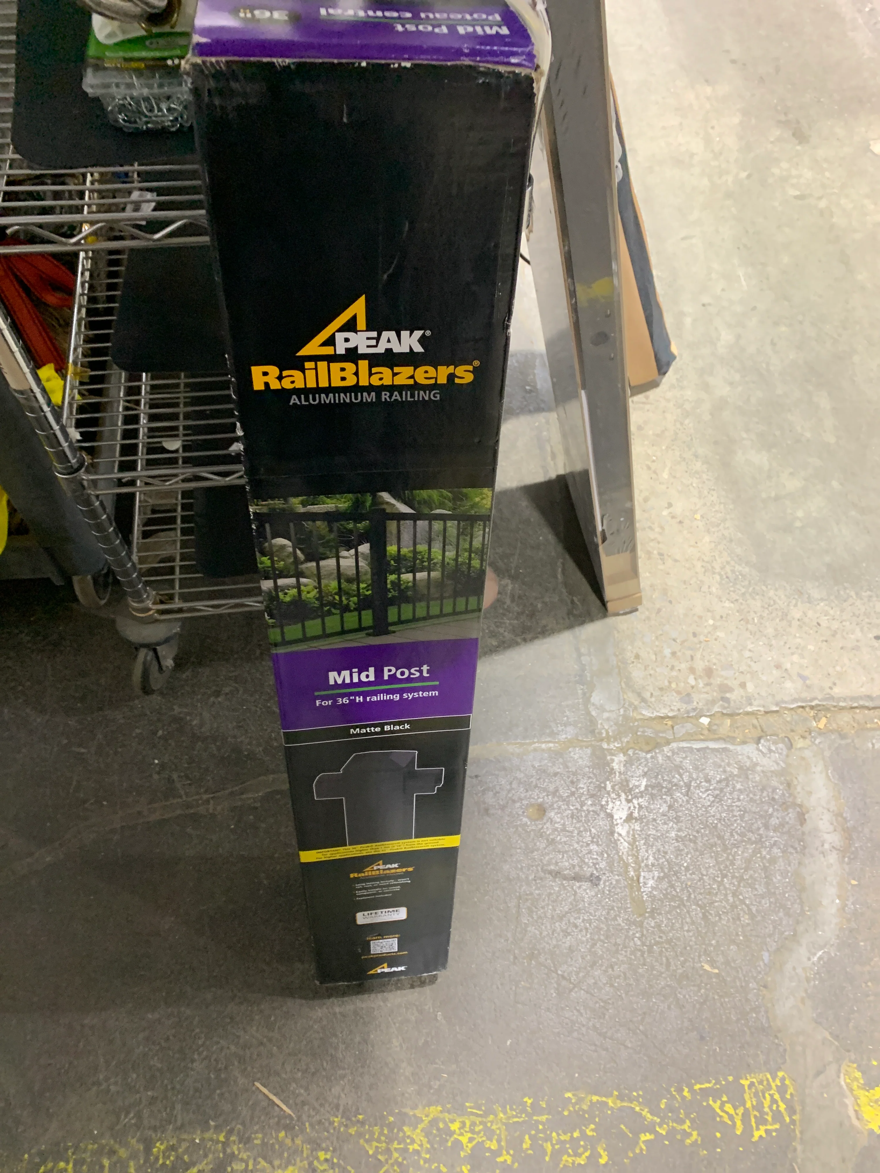 Peak RailBlazers 36 in. H x 5-11/16 in. W Aluminum Deck Railing Mid Post Kit in Matte Black - Image 2