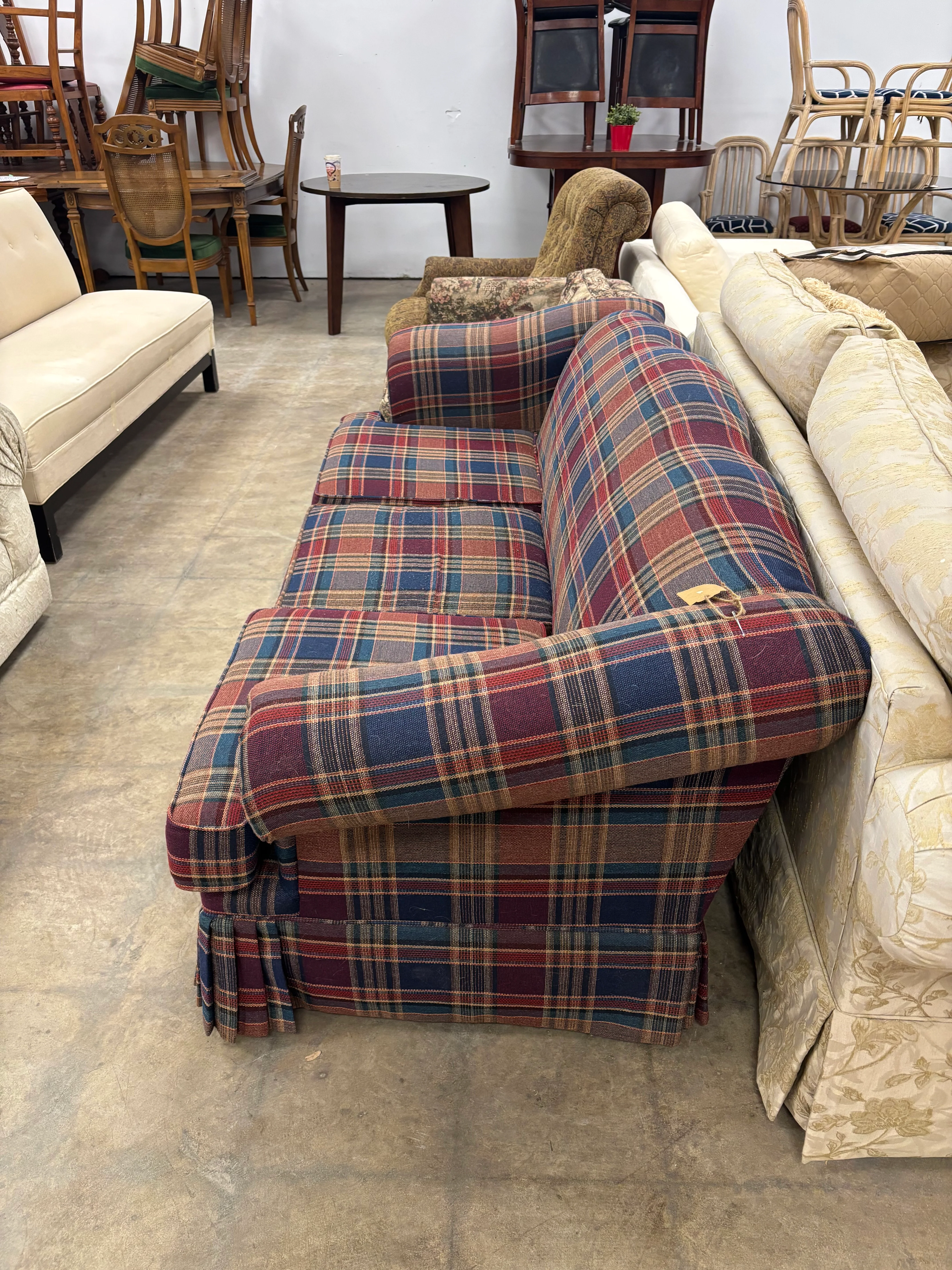 Red and Blue Plaid Couch - Image 2