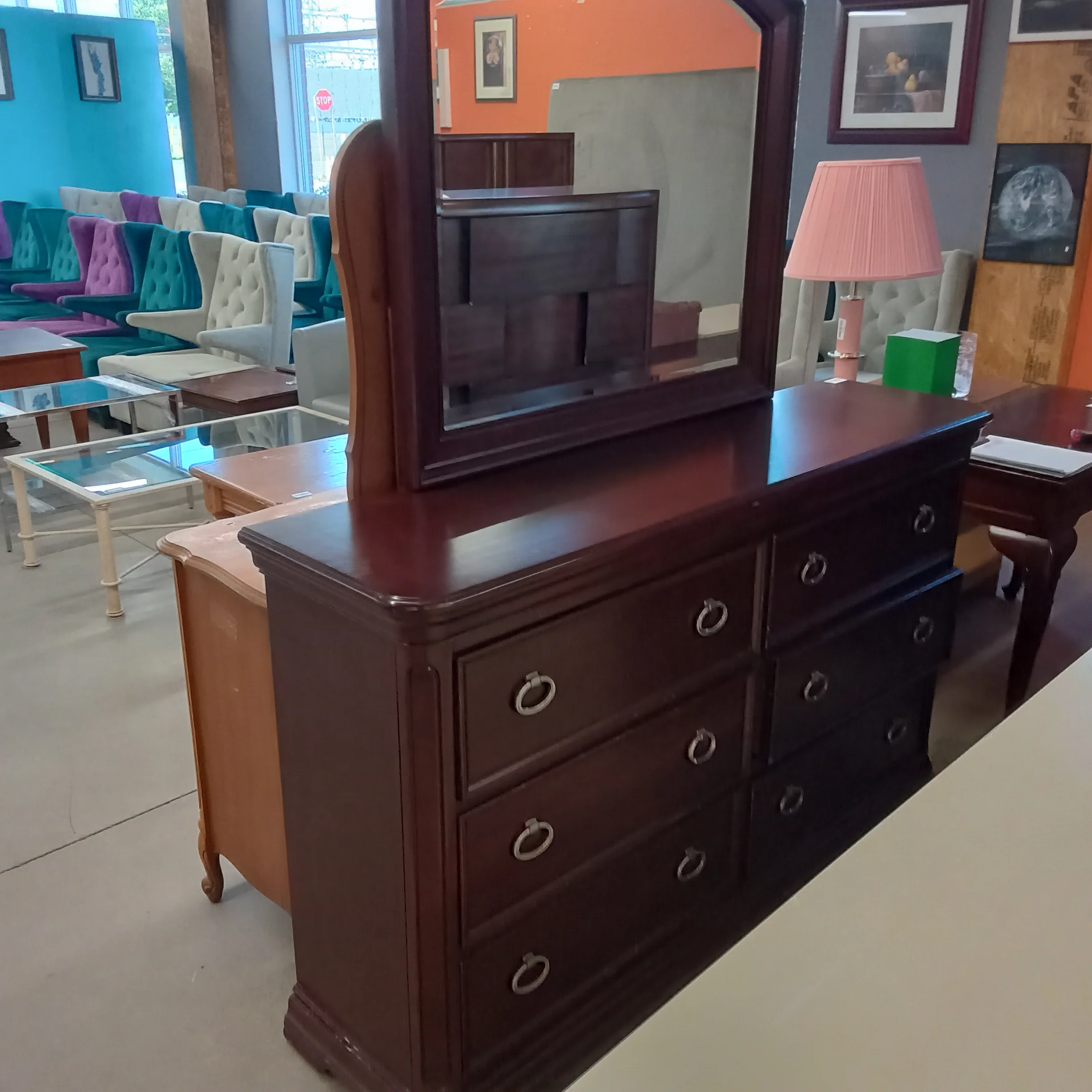 Solid Wood Dresser W/Mirror - Image 2