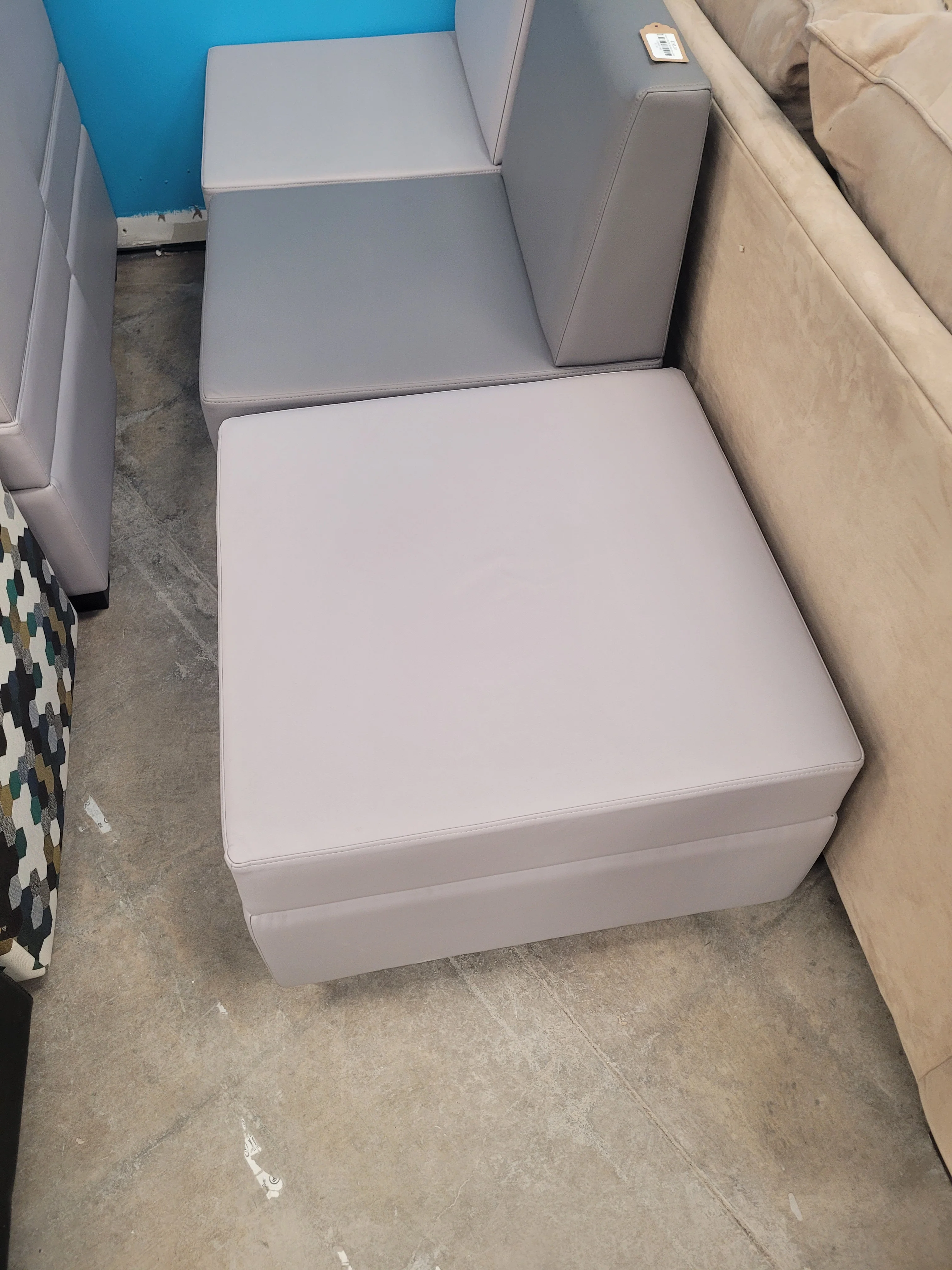 Lavender Vinyl Ottoman - Image 2