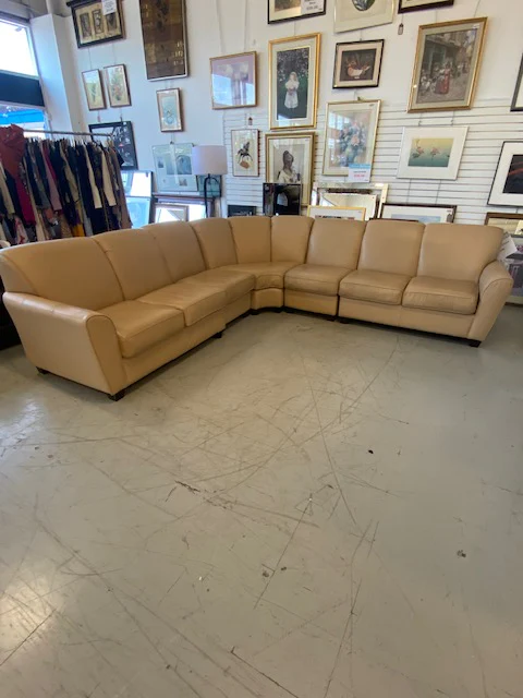 Tan Leather Sectional Sofa