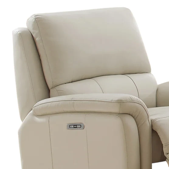 Top grain Leather Power Reclining Chair in Cream - Image 2