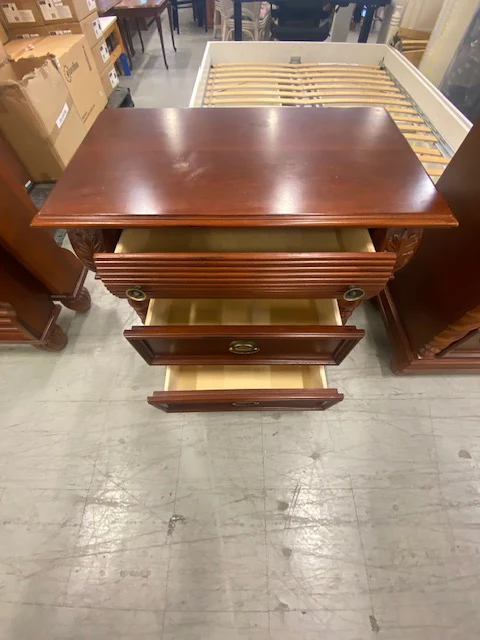 Traditional Three-Drawer Wood Nightstand - Image 3
