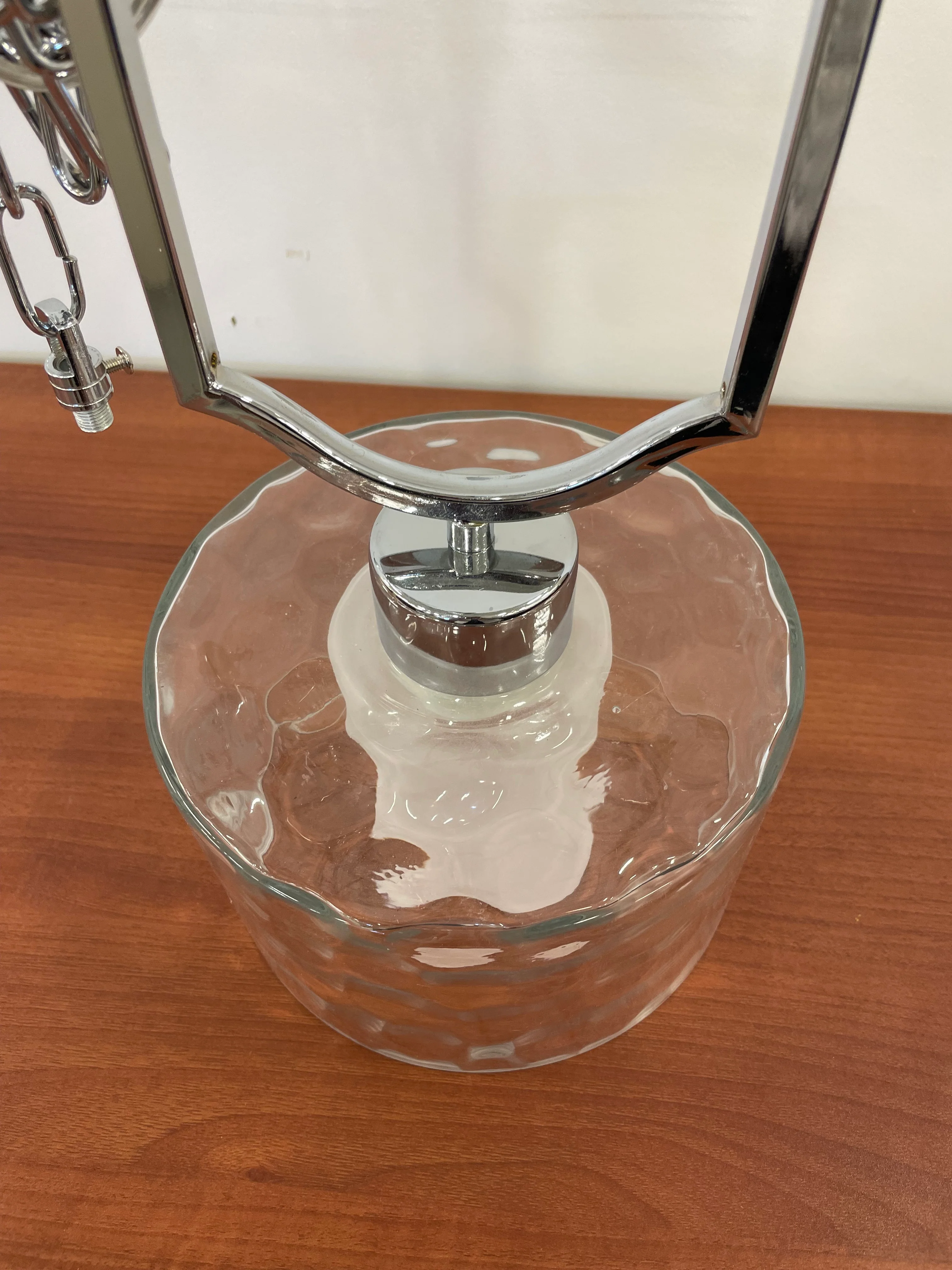 White and Clear Glass Chrome Pendant - Image 2